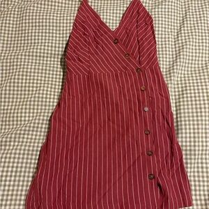 Princess Polly Women’s Red Striped Button-Front Mini Dress